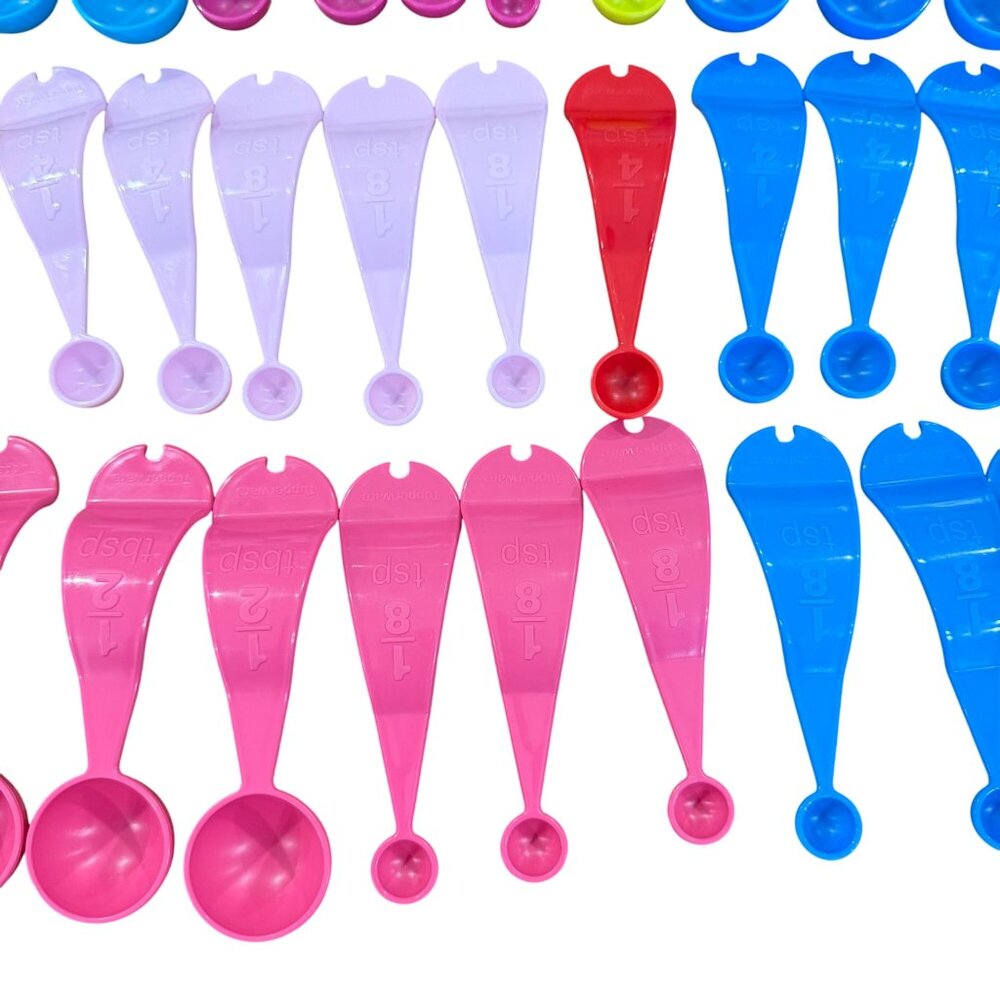 Tupperware Measuring Spoon Lot 41 Various Colors Curved Raindrop 6142 6144 6145 - Picture 7 of 7